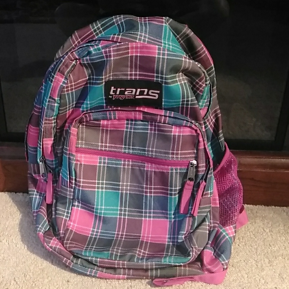 A Trans JanSport Pink, Teal, White & Grey Bookbag